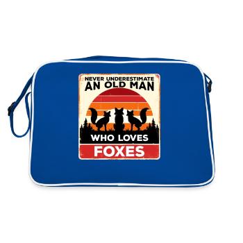 Never Underestimate An Old Man Who Loves Foxes Fox - Retro Bag - blue/white - Back