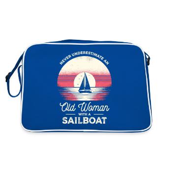 Ne sous-estimez jamais une vieille femme avec un voilier - Sac Retro - bleu/blanc - Dos