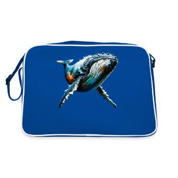 Polygon Art Buckelwal Buckelwale - Retro Tasche - Blau/Weiß - Hinten