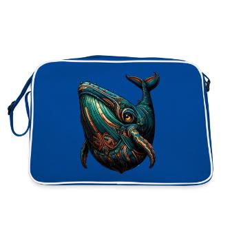 Mandala Art Humpback Whale Humpback Whales - Retro Bag - blue/white - Back