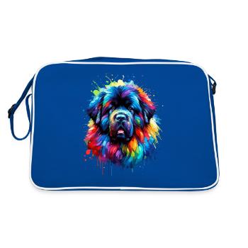 Splash Art coloré Terre-Neuve chien Newfie - Sac Retro - bleu/blanc - Dos