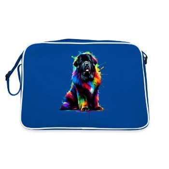 Coloré Splash Art Terre-Neuve Chien Newfie - Sac Retro - bleu/blanc - Dos