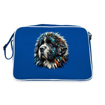 Polygon Art Terre-Neuve Chien Newfie - Sac Retro - bleu/blanc - Dos