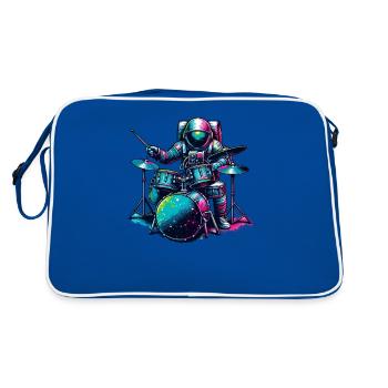 Astronaut Playing Drums Drum Drummer Drumming - Retro Bag - blue/white - Back