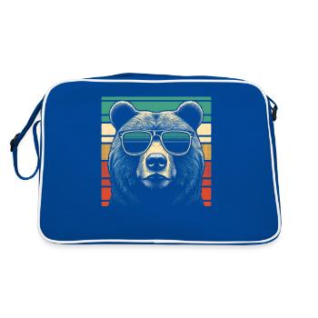 Vintage Grizzly Bär Sonnenbrille Bären - Retro Tasche - Blau/Weiß - Hinten