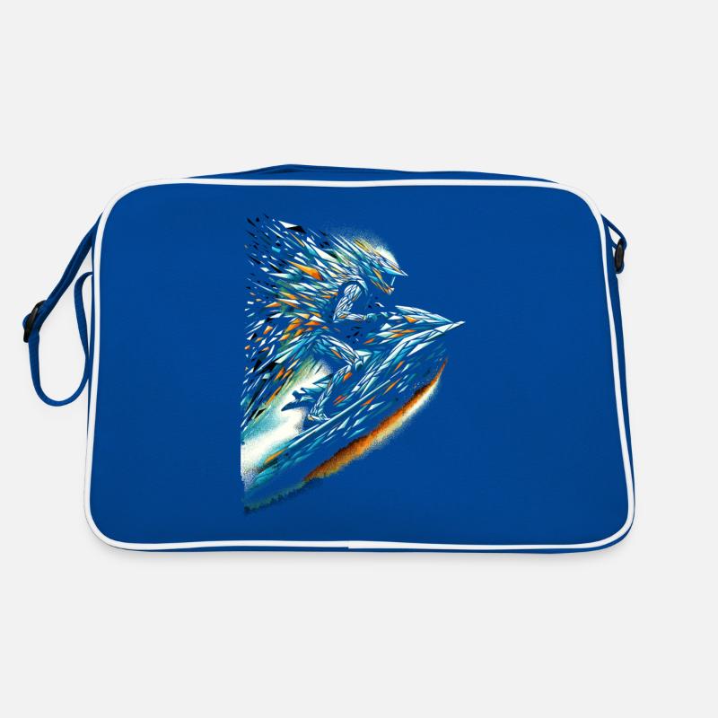 Polygon Art Jetskiing Jetski Jetskier - Retro Tasche - Blau/Weiß