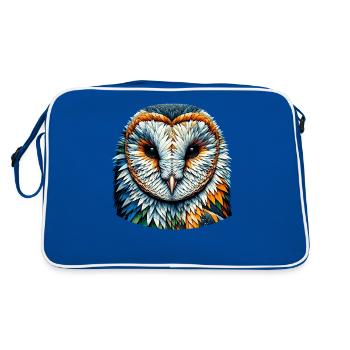 Polygon Art Schleiereule Eulen - Retro Tasche - Blau/Weiß - Hinten