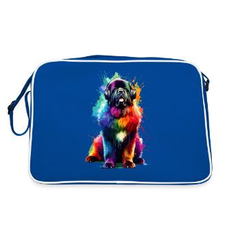 Splash Art Casque Terre-Neuve Chien Newfie - Sac Retro - bleu/blanc - Dos