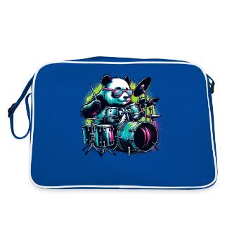 Panda Ours Jouant Tambours Tambour Tambour Tambour - Sac Retro - bleu/blanc - Dos