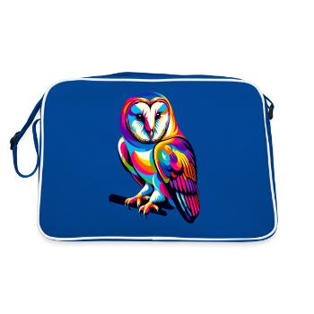 Colorful Pop Art Barn Owl Owls - Retro Bag - blue/white - Back
