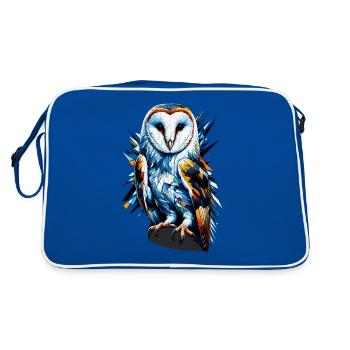 Polygon Art Schleiereule Eulen - Retro Tasche - Blau/Weiß - Hinten
