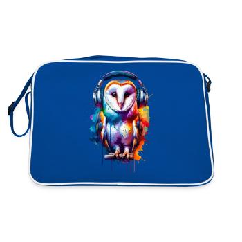 Colorful Splash Art Barn Owl Owls - Retro Bag - blue/white - Back