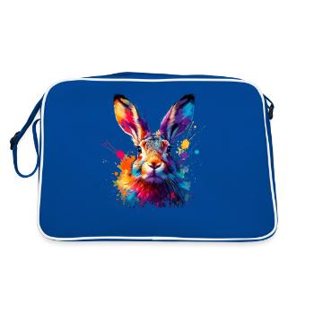 Colorful Splash Art Jackrabbit Jackrabbits - Retro Bag - blue/white - Back