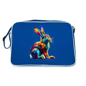 Colorful Splash Art Jackrabbit Jackrabbits - Retro Bag - blue/white - Back