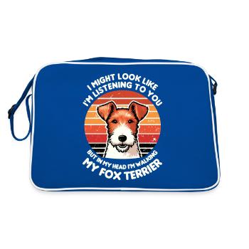 Ich könnte aussehen, als würde ich dir Foxterrier zuhören - Retro Tasche - Blau/Weiß - Hinten