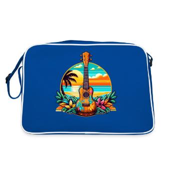 Retro Beach Sunset Ukulele Uke Player Instrument - Retro Bag - blue/white - Back