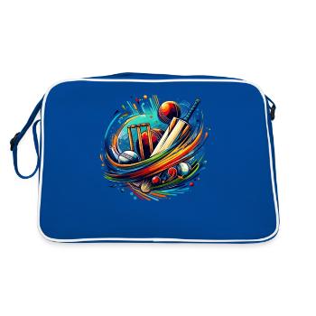 Colorful Splash Art Cricket Bat Cricketer Batsman - Retro Bag - blue/white - Back