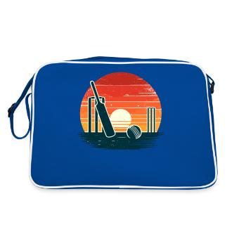 Retro Cricket Bat Cricketer Batsman Bowler - Retro Bag - blue/white - Back