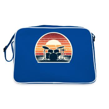 Retro Drumset Drum Drummer Drumming Drummers - Sac Retro - bleu/blanc - Dos