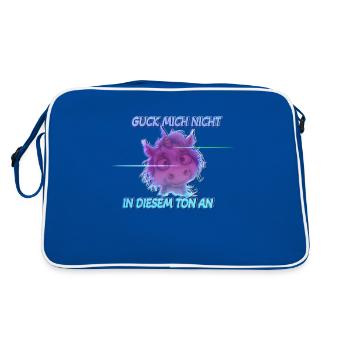 Glitc 80er style Einhorn - Guck mich nicht in dies - Retro Tasche - Blau/Weiß - Hinten
