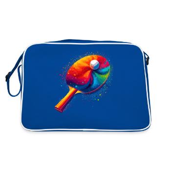 Splash Art Tischtennisspieler Tischtennisschläger - Retro Tasche - Blau/Weiß - Hinten