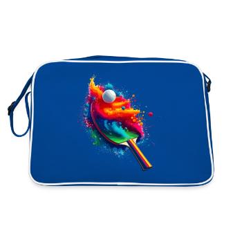 Splash Art Tischtennisspieler Tischtennisschläger - Retro Tasche - Blau/Weiß - Hinten