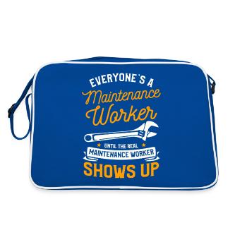 Maintenance Worker Maintenance Technician Handyman - Retro Bag - blue/white - Back