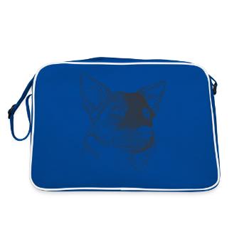 Dessin au trait Chien de bouvier australien - Sac Retro - bleu/blanc - Dos