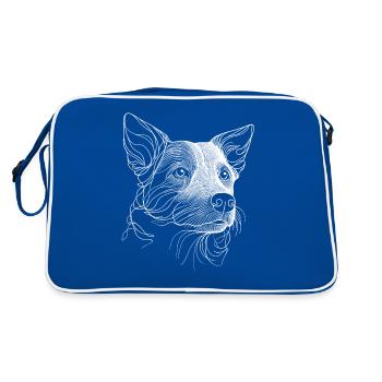 Dessin au trait Chien de bouvier australien - Sac Retro - bleu/blanc - Dos