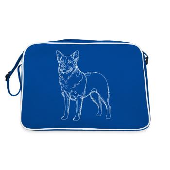 Dessin au trait Chien de bouvier australien - Sac Retro - bleu/blanc - Dos