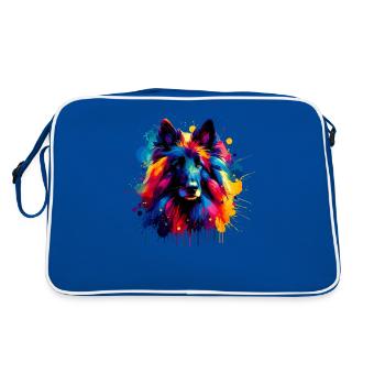 Splash Art coloré Chien de berger belge Groenendael - Sac Retro - bleu/blanc - Dos
