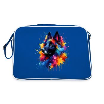 Splash Art coloré Chien de berger belge Groenendael - Sac Retro - bleu/blanc - Dos