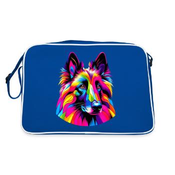Chien de berger belge coloré Pop Art Groenendael - Sac Retro - bleu/blanc - Dos