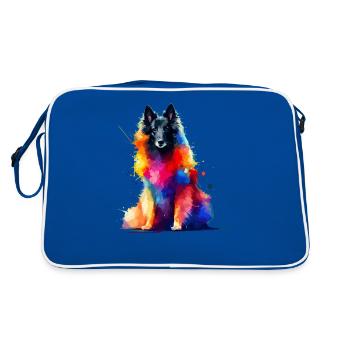 Splash Art coloré Chien de berger belge Groenendael - Sac Retro - bleu/blanc - Dos