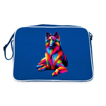 Splash Art coloré Chien de berger belge Groenendael - Sac Retro - bleu/blanc - Dos