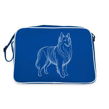 Dessin au trait Chien de berger belge Groenendael belge - Sac Retro - bleu/blanc - Dos