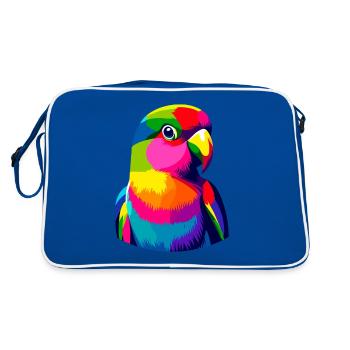 Colorful Pop Art Lovebird Birdwatching - Retro Bag - blue/white - Back