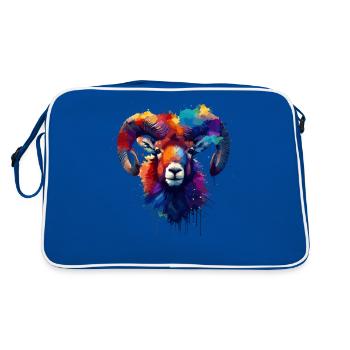 Splash Art coloré Mouflon Mouflons de moutons sauvages - Sac Retro - bleu/blanc - Dos