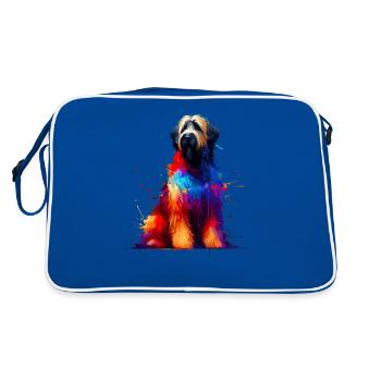 Colorful Splash Art Briard Briards - Retro Bag - blue/white - Back