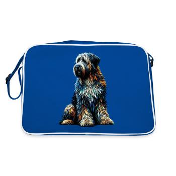 Polygon Art Briard Briards - Retro Tasche - Blau/Weiß - Hinten