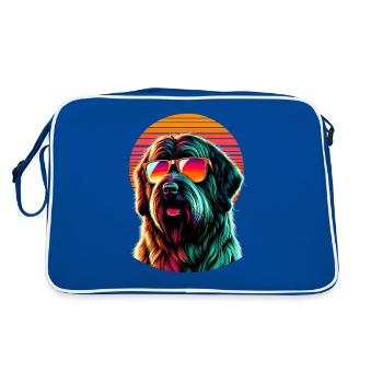 Retro Sonnenuntergang Sonnenbrille Briard Briards - Retro Tasche - Blau/Weiß - Hinten