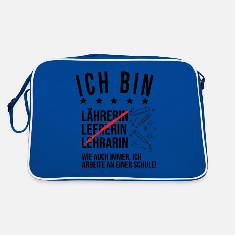 Lehrerinnen, Lehrer Lustige Spruch Schule Geschenk - Retro Tasche - Blau/Weiß