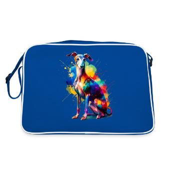 Éclaboussures colorées Art Lévrier Italien Italien - Sac Retro - bleu/blanc - Dos
