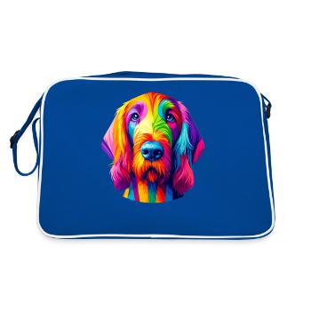 Farbenfrohe Pop Art Italienisch Spinone Italiano - Retro Tasche - Blau/Weiß - Hinten