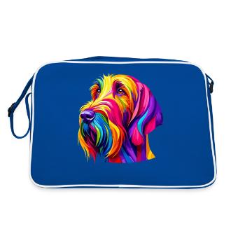 Farbenfrohe Pop Art Italienisch Spinone Italiano - Retro Tasche - Blau/Weiß - Hinten