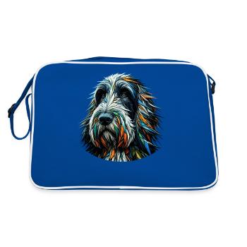Polygon Art Italienisch Spinone Italiano - Retro Tasche - Blau/Weiß - Hinten