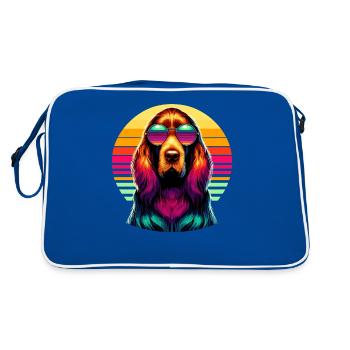 Retro Sonnenuntergang Sonnenbrille Italienisch Spinone Italiano - Retro Tasche - Blau/Weiß - Hinten