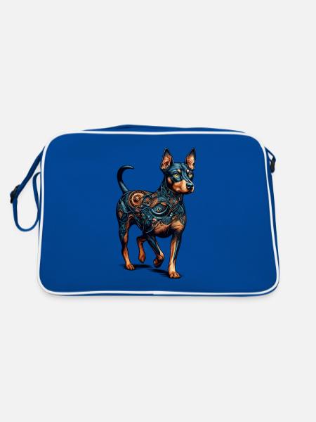 Mandala Art Manchester Terrier Terriers - Retro Bag - blue/white - Back