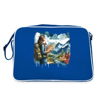Reisen Reisen Abenteuer Reisender - Retro Tasche - Blau/Weiß - Hinten