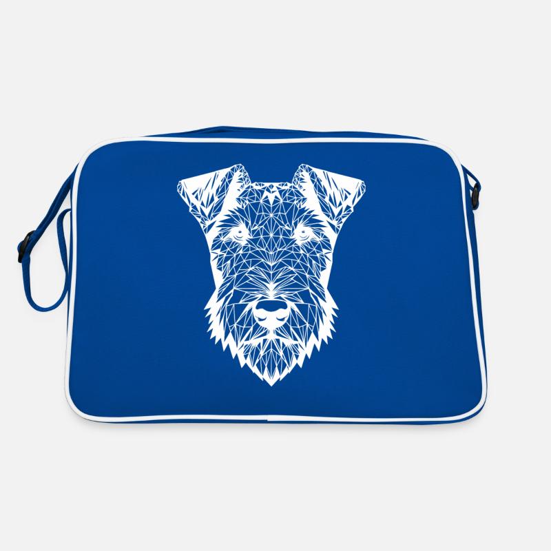 Geometrische Strichkunst Airedale Terrier Bingley - Retro Tasche - Blau/Weiß